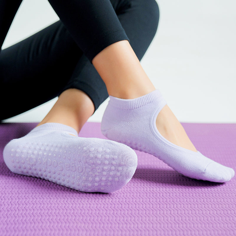 【Yoga Socks】K1浅紫-女士圆头瑜伽普拉提运动袜