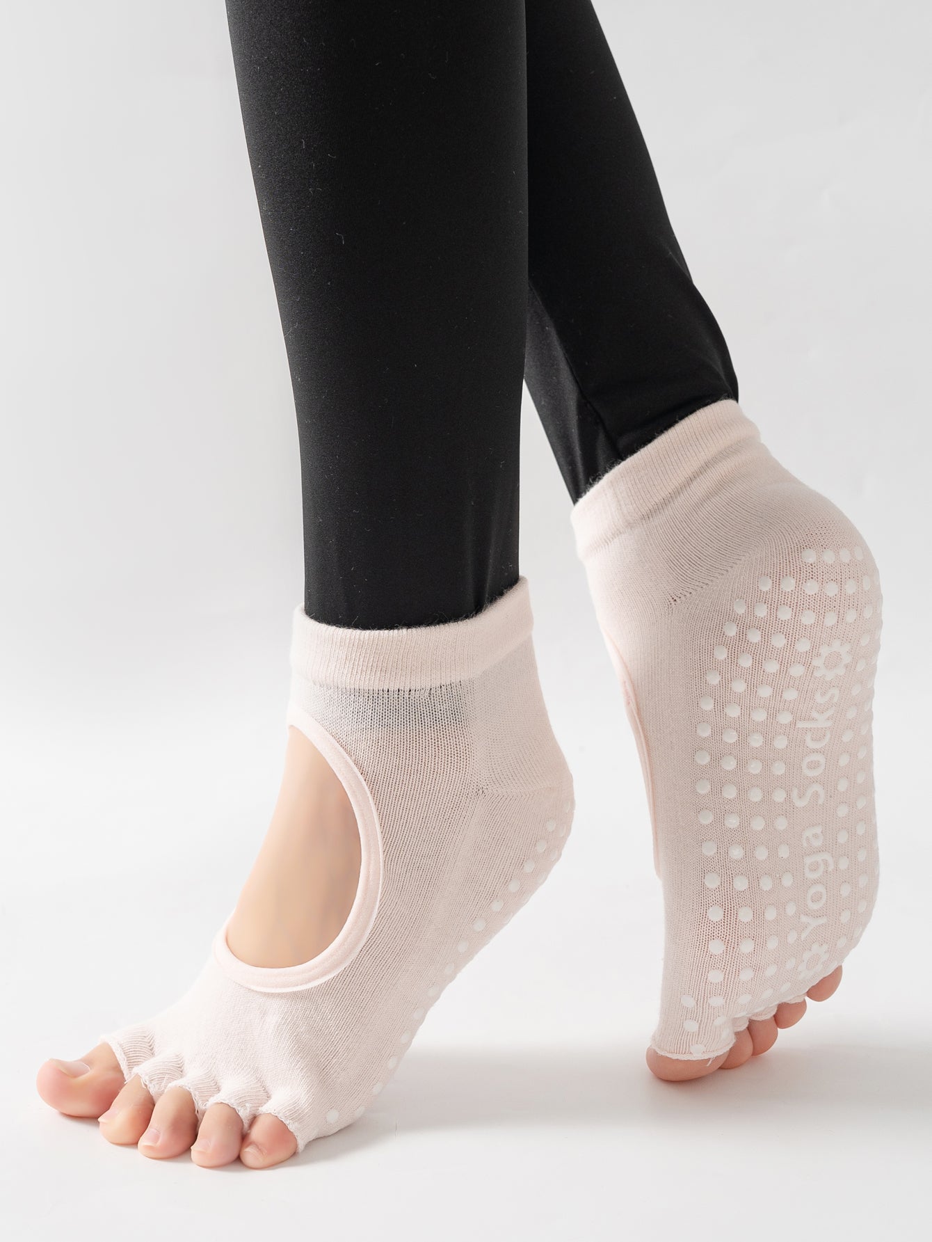 【Yoga Socks】F6浅粉-女士半趾瑜伽普拉提运动袜