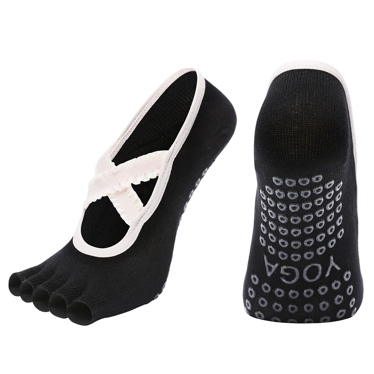 【Yoga Socks】T1黑色-女士花边半趾瑜伽普拉提运动袜