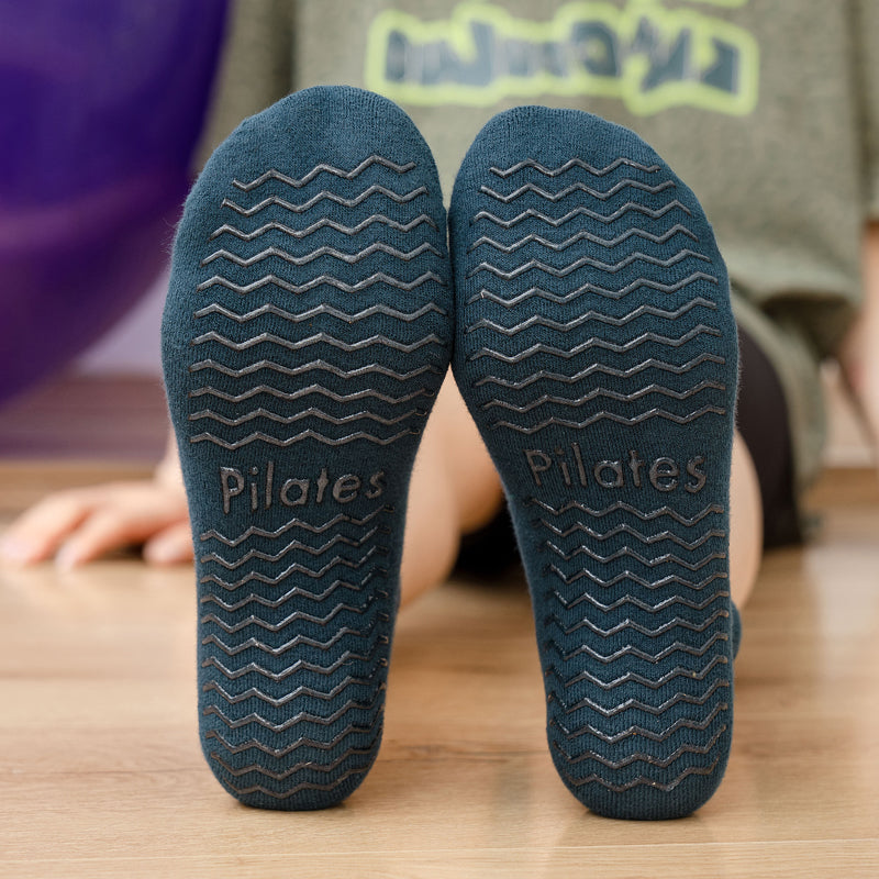 【Yoga Socks】D4绿黄-女士提花香薰毛圈圆头瑜伽普拉提运动袜