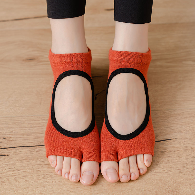 【Yoga Socks】J3红黑-女士二指瑜伽普拉提运动袜