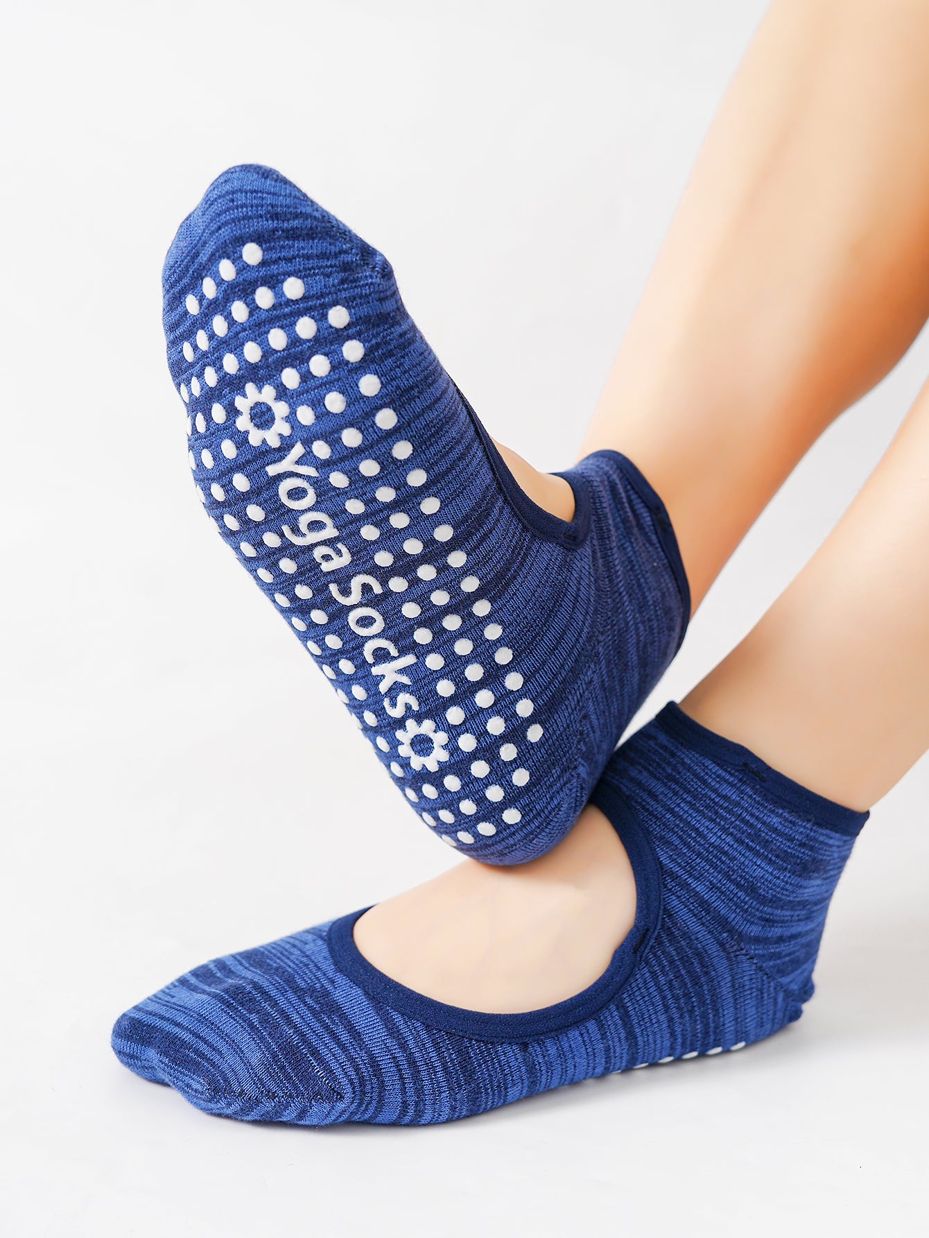 【Yoga Socks】E4青蓝-女士段色圆头瑜伽普拉提运动袜