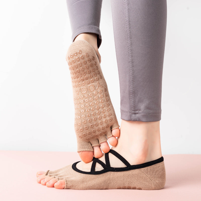 【Yoga Socks】T3米色-女士半趾瑜伽普拉提运动袜