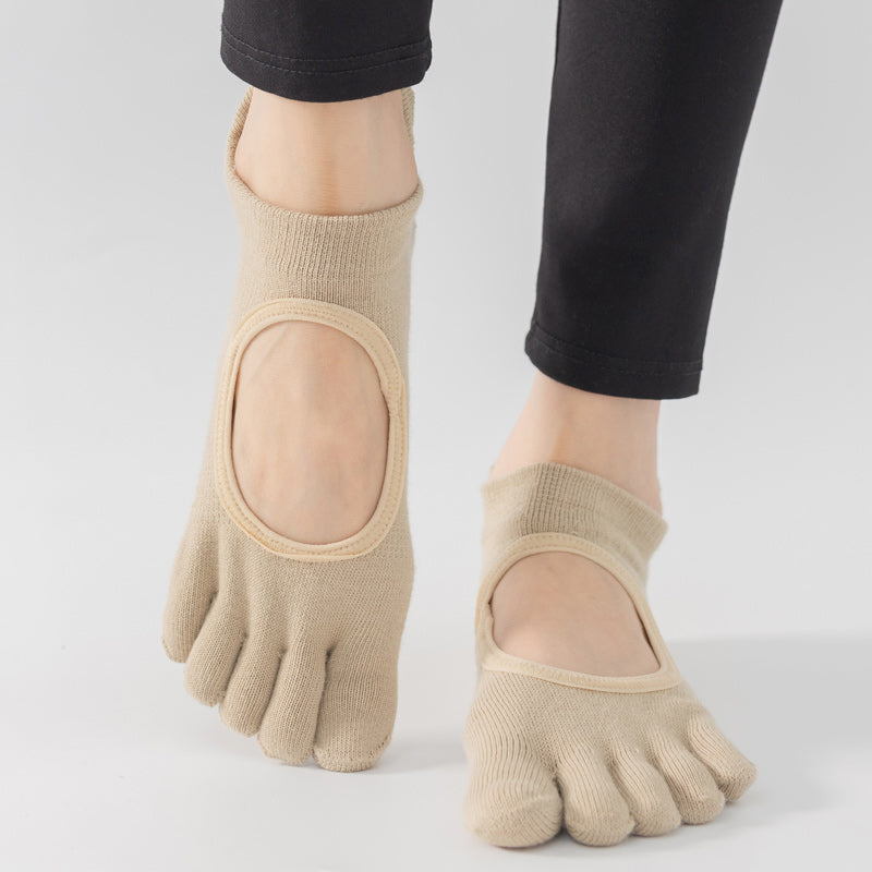 【Yoga Socks】V2米色-女士五指瑜伽普拉提运动袜