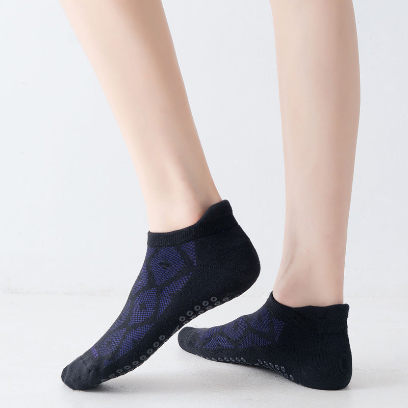 【Yoga Socks】D3黑紫-女士提花香薰毛圈圆头瑜伽普拉提运动袜