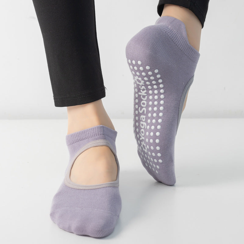 【Yoga Socks】B2紫色-女士圆头瑜伽普拉提运动袜