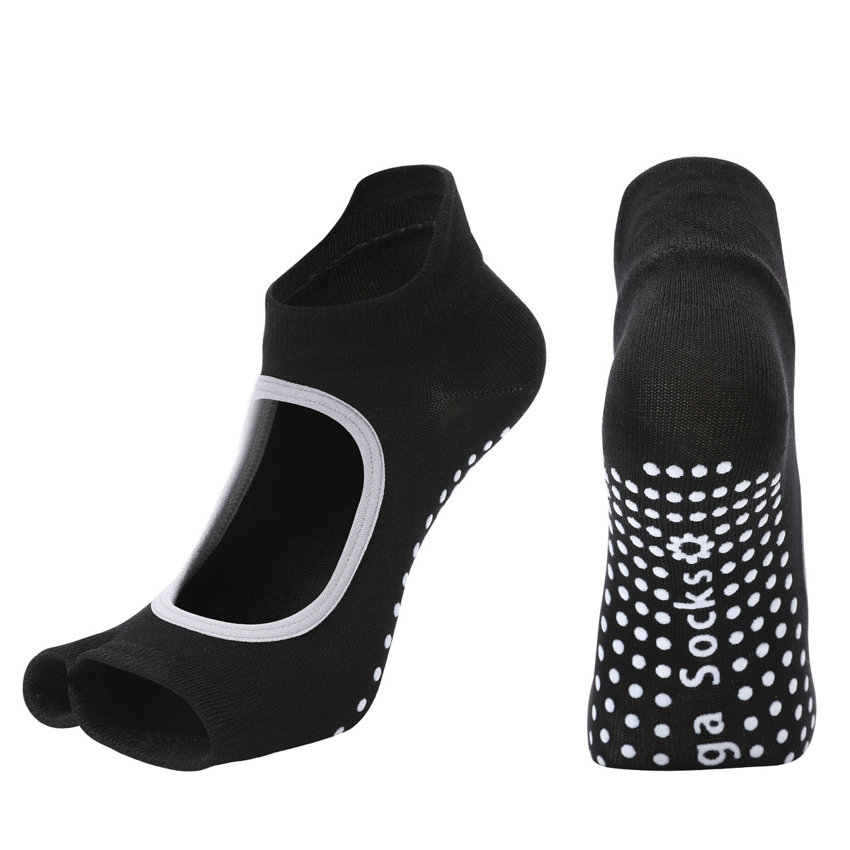 【Yoga Socks】J5黑色-女士二指瑜伽普拉提运动袜