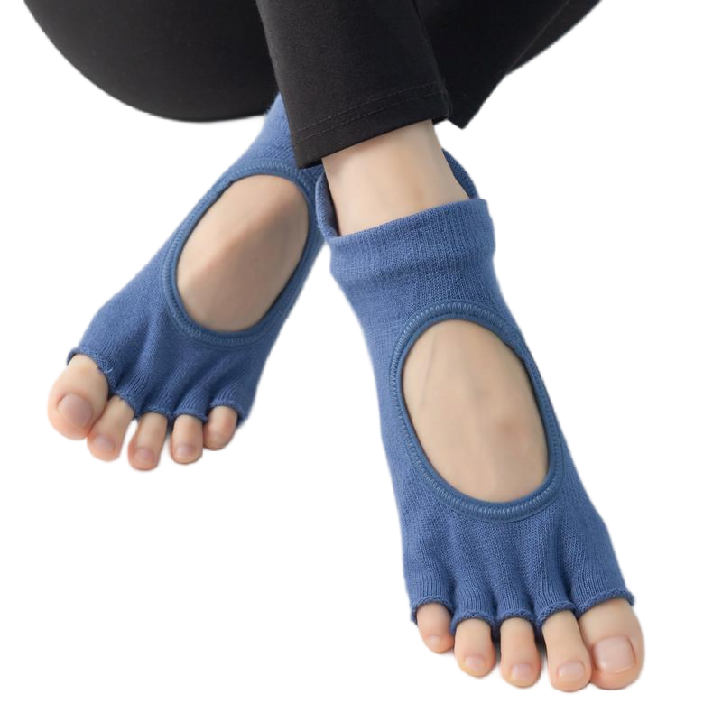 【Yoga Socks】C1深蓝-女士刺绣半趾瑜伽普拉提运动袜