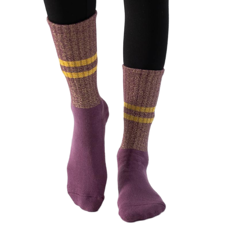 【Yoga Socks】D10紫红-女士金丝毛圈圆头瑜伽普拉提运动袜