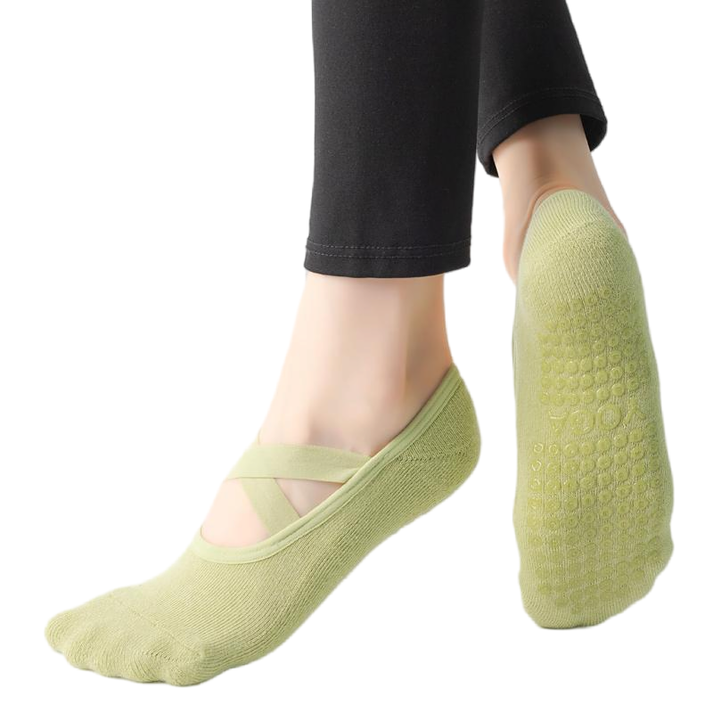 【Yoga Socks】Q2绿色-女士毛圈圆头瑜伽普拉提运动袜