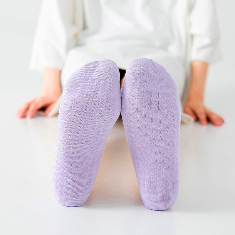【Yoga Socks】R1浅紫-女士花边圆头瑜伽普拉提运动袜