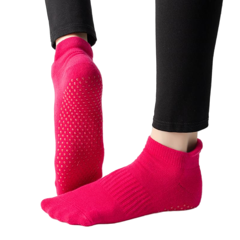 【Yoga Socks】D1玫红-女士毛圈圆头瑜伽普拉提运动袜