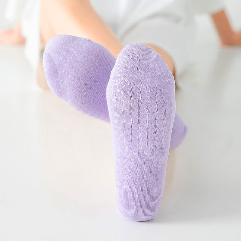 【Yoga Socks】R1浅紫-女士花边圆头瑜伽普拉提运动袜
