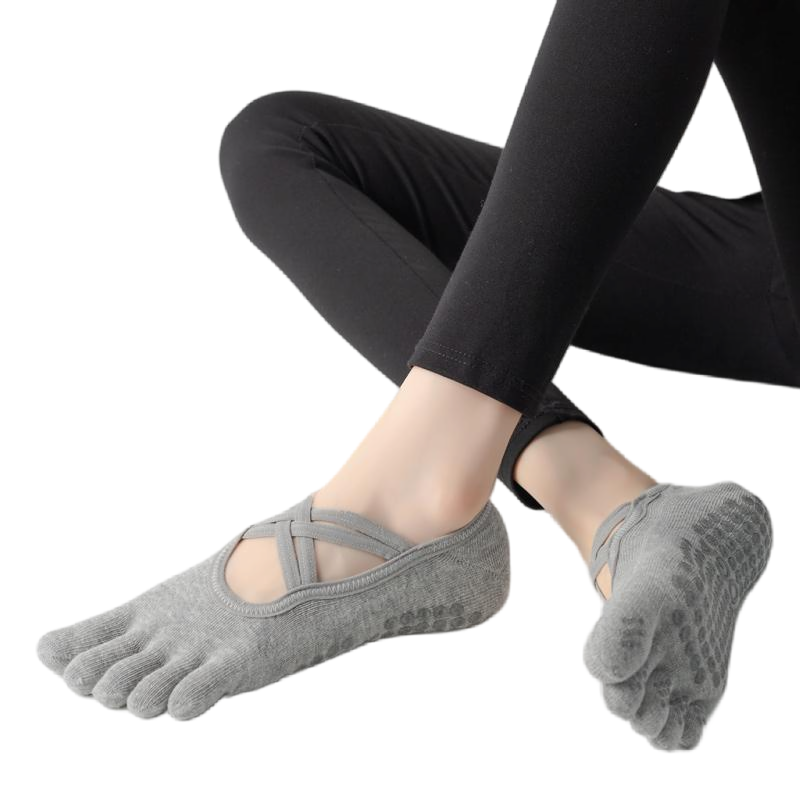 【Yoga Socks】W2浅麻灰-女士五指瑜伽普拉提运动袜