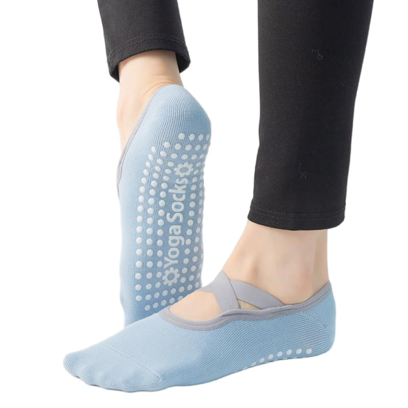 【Yoga Socks】H6浅蓝-女士圆头瑜伽普拉提运动袜