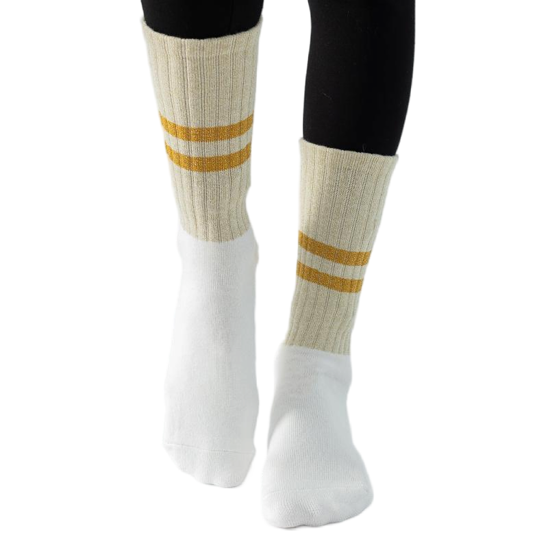 【Yoga Socks】D10白色-女士金丝毛圈圆头瑜伽普拉提运动袜