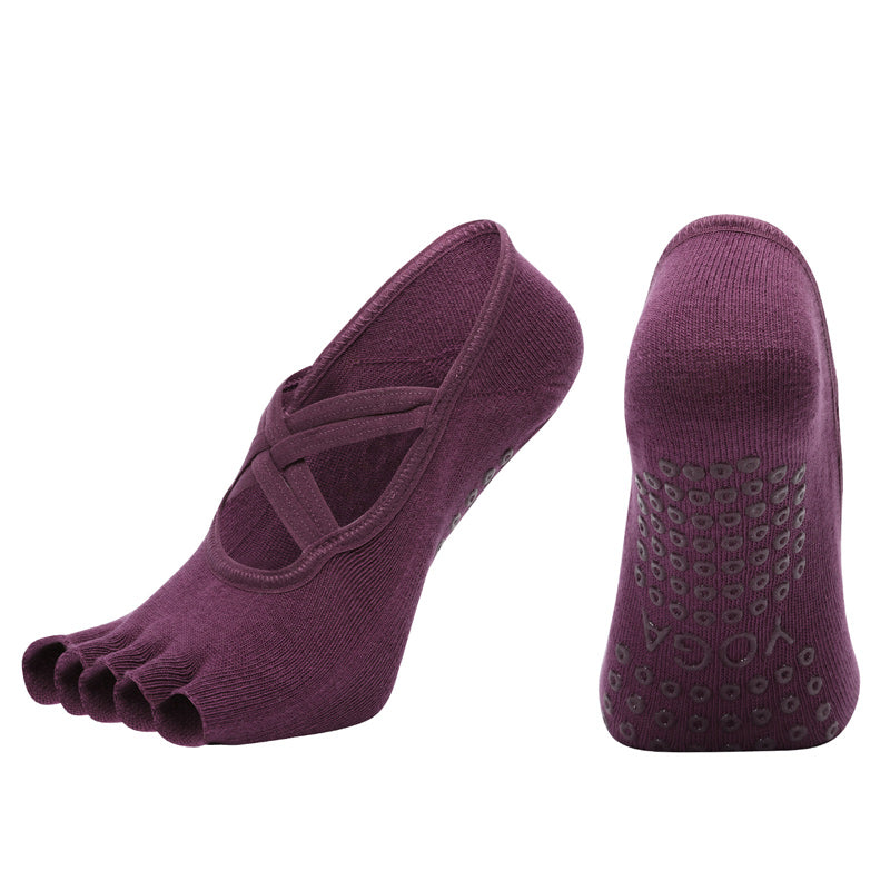 【Yoga Socks】T2紫红-女士半趾瑜伽普拉提运动袜