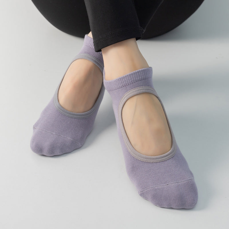 【Yoga Socks】B2紫色-女士圆头瑜伽普拉提运动袜