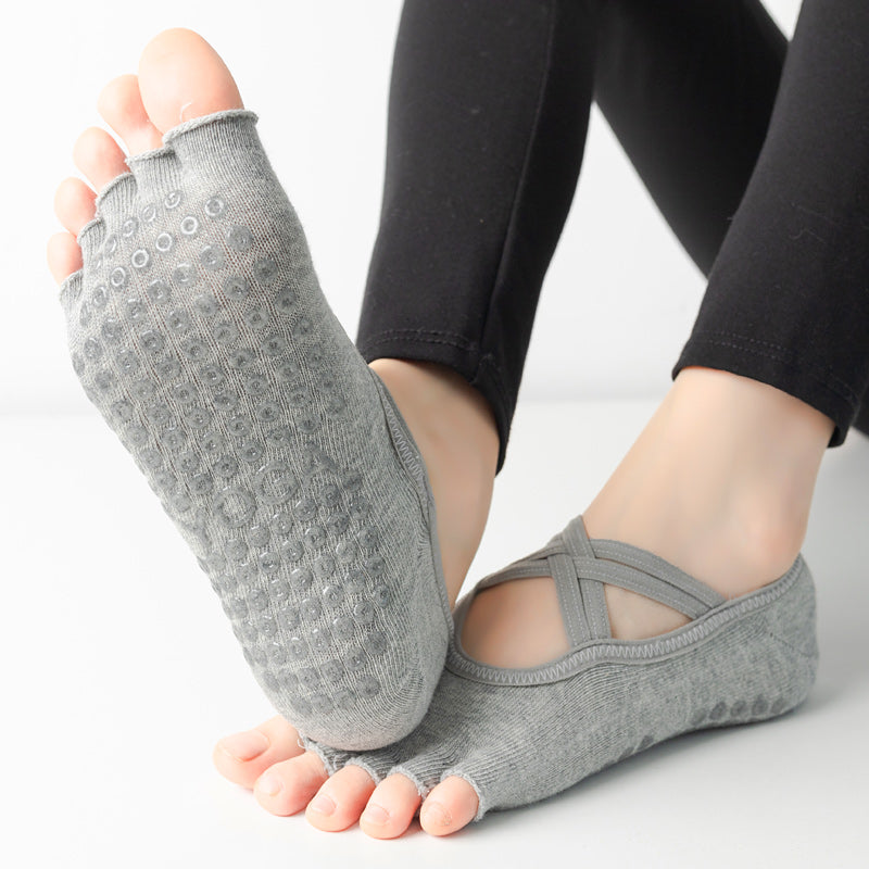 【Yoga Socks】T2浅麻灰-女士半趾瑜伽普拉提运动袜