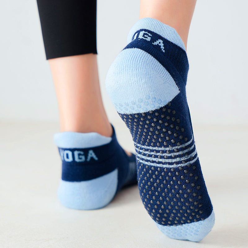 【Yoga Socks】A2青蓝-女士撞色毛圈圆头瑜伽普拉提运动袜