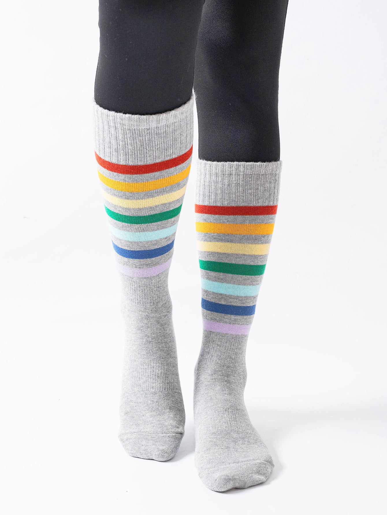 【Yoga Socks】N1浅麻灰-女士彩虹圆头瑜伽普拉提运动袜