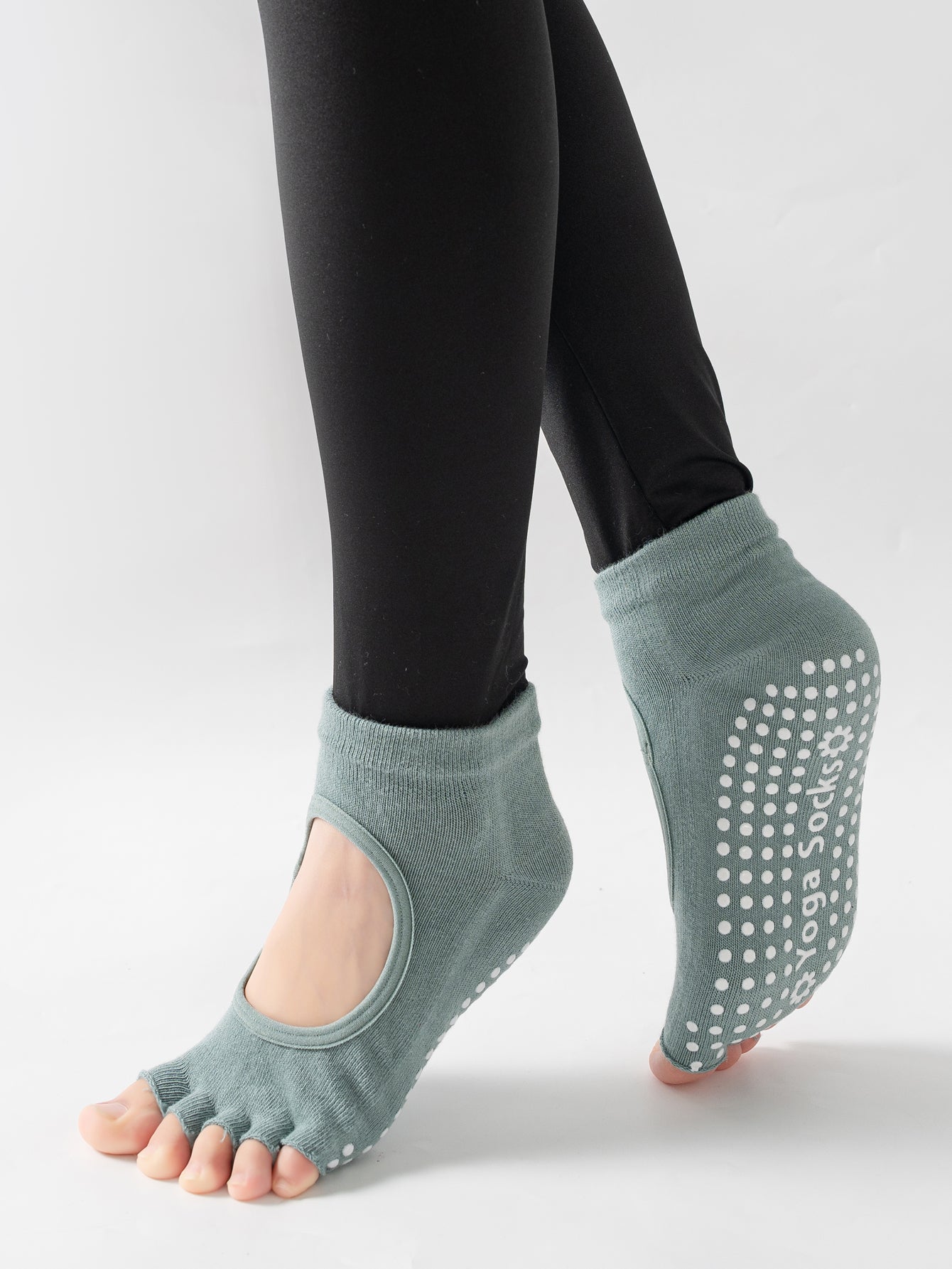 【Yoga Socks】F6孔雀绿-女士半趾瑜伽普拉提运动袜