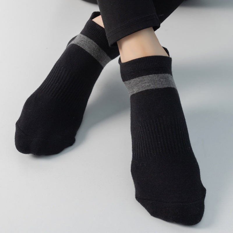 【Yoga Socks】D7黑灰-女士毛圈圆头瑜伽普拉提运动袜