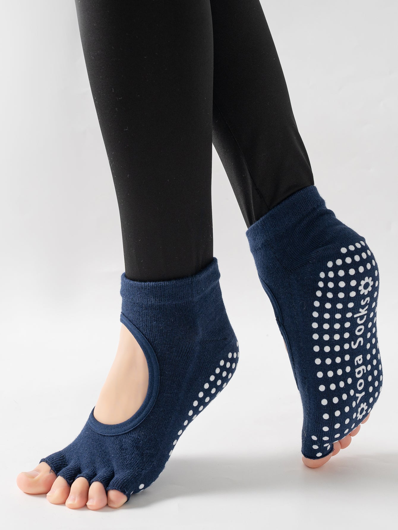 【Yoga Socks】F6藏青-女士半趾瑜伽普拉提运动袜