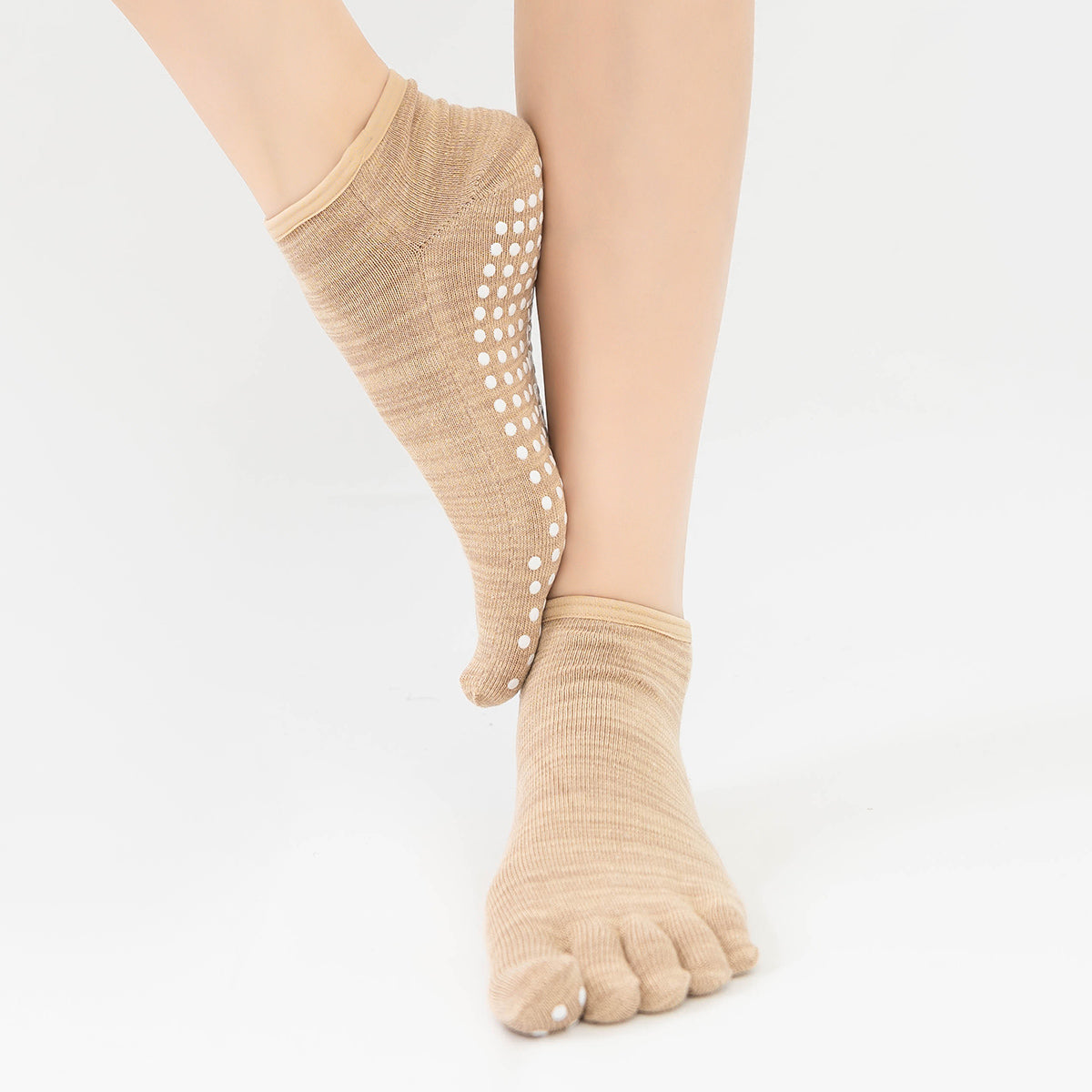【Yoga Socks】G7米色-女士段色五指瑜伽普拉提运动袜