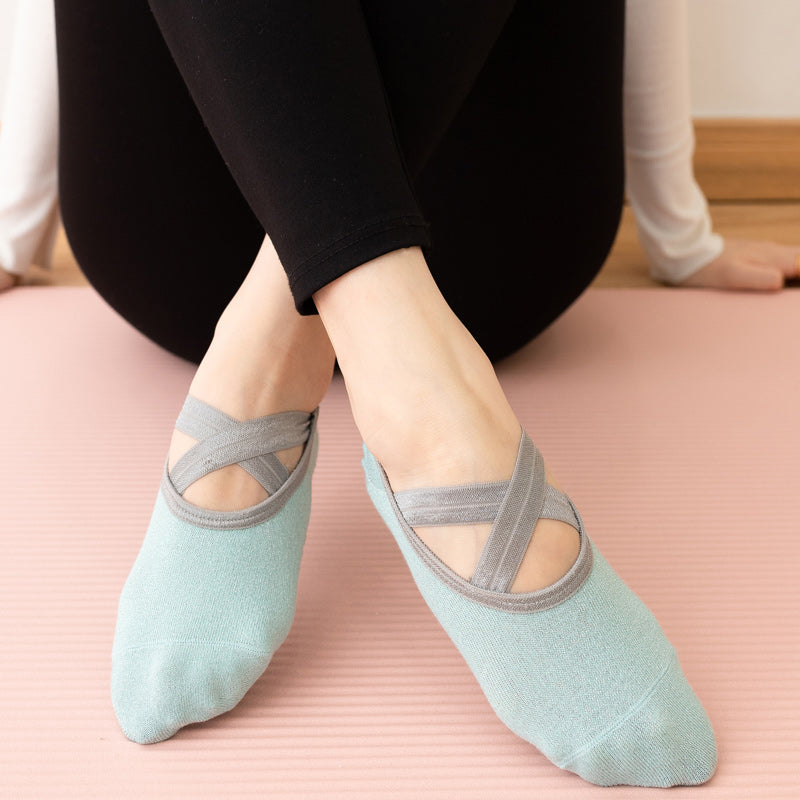 【Yoga Socks】H3翠绿-女士银丝圆头瑜伽普拉提运动袜
