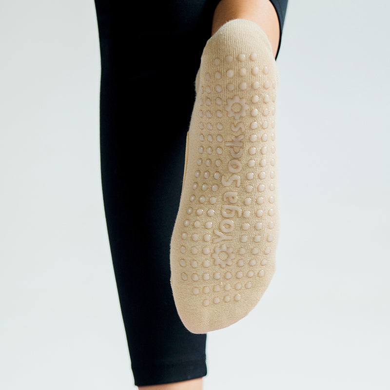 【Yoga Socks】K1米色-女士圆头瑜伽普拉提运动袜