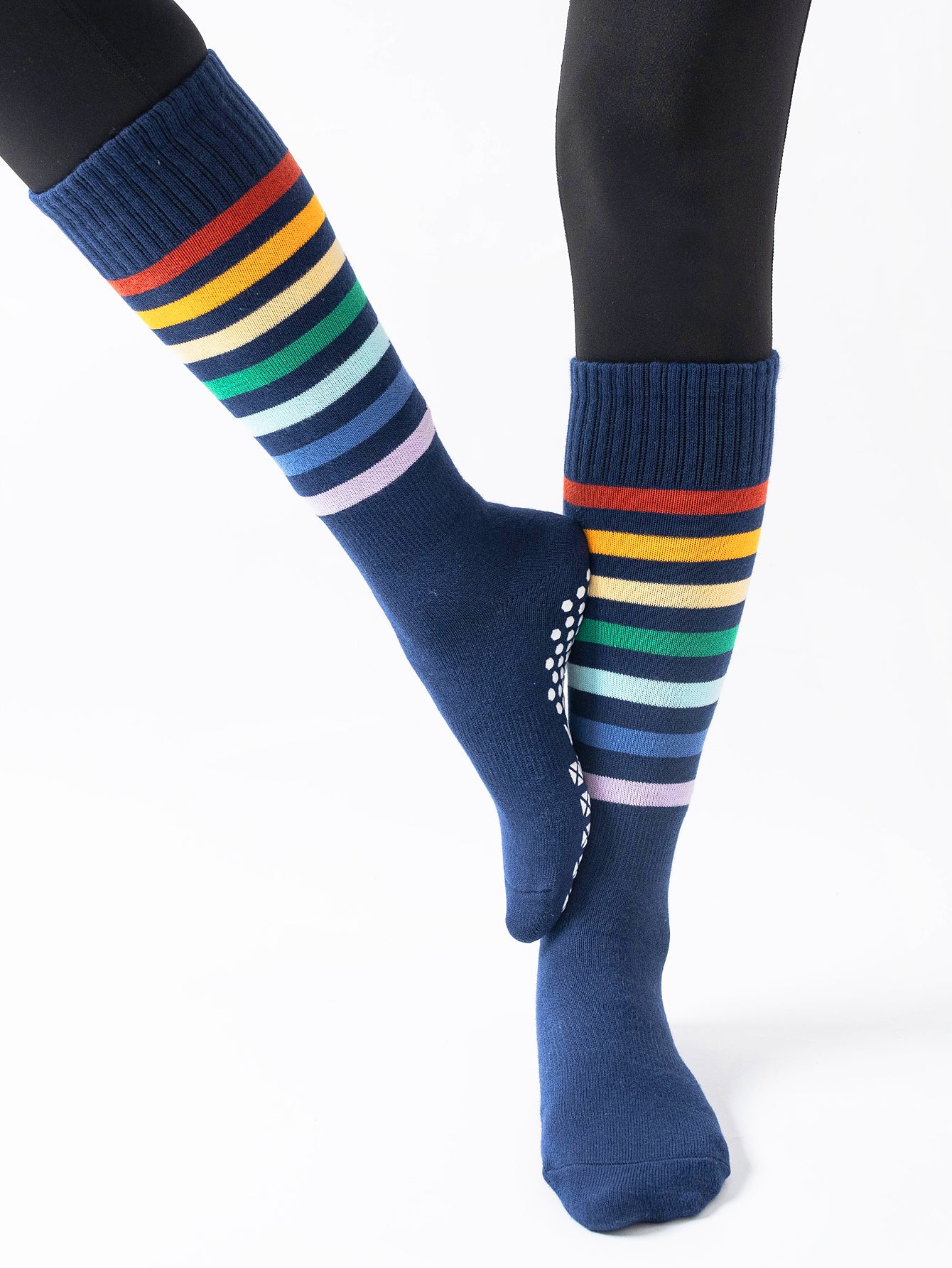 【Yoga Socks】N1藏青-女士彩虹圆头瑜伽普拉提运动袜