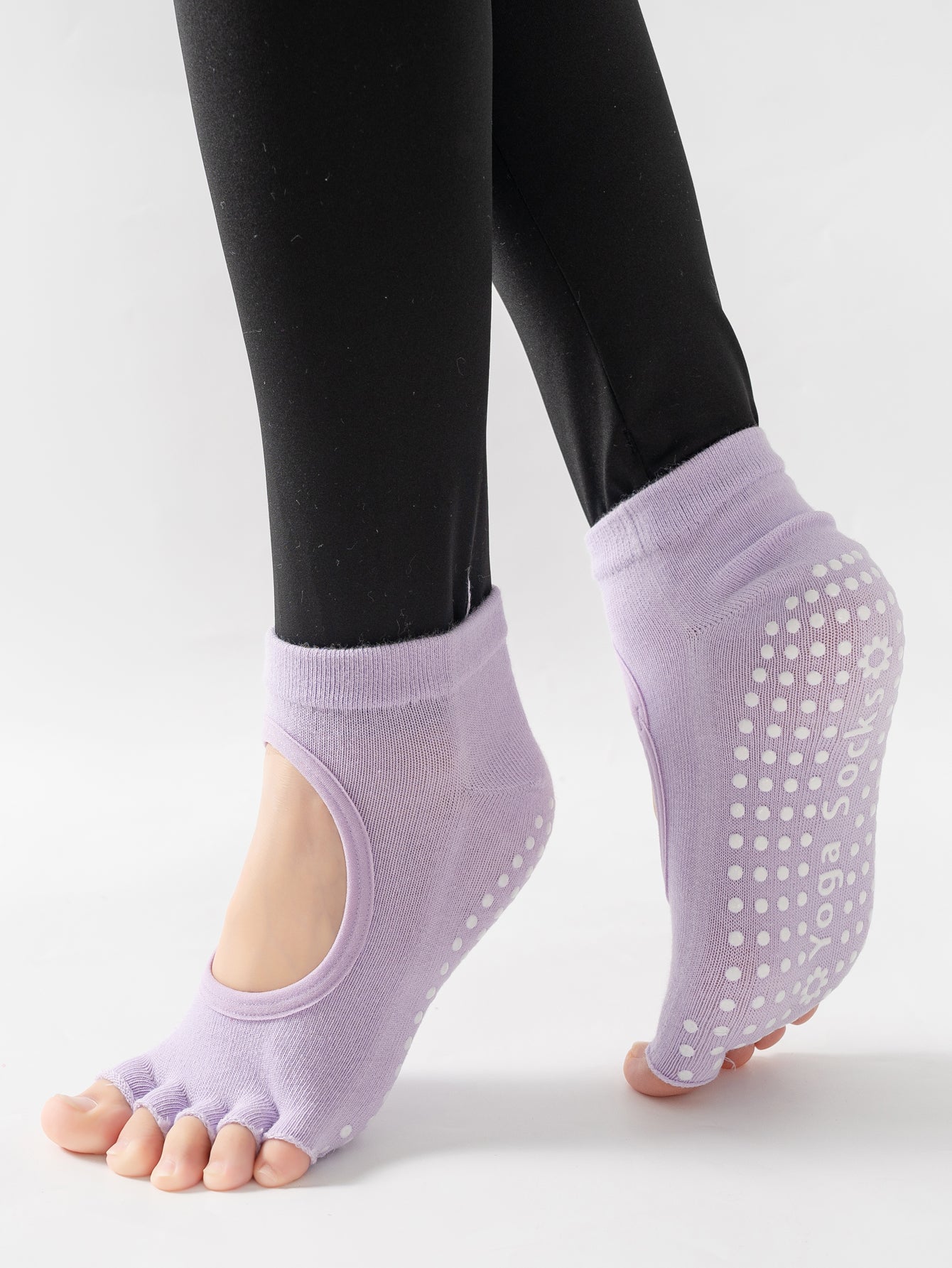 【Yoga Socks】F6浅紫-女士半趾瑜伽普拉提运动袜
