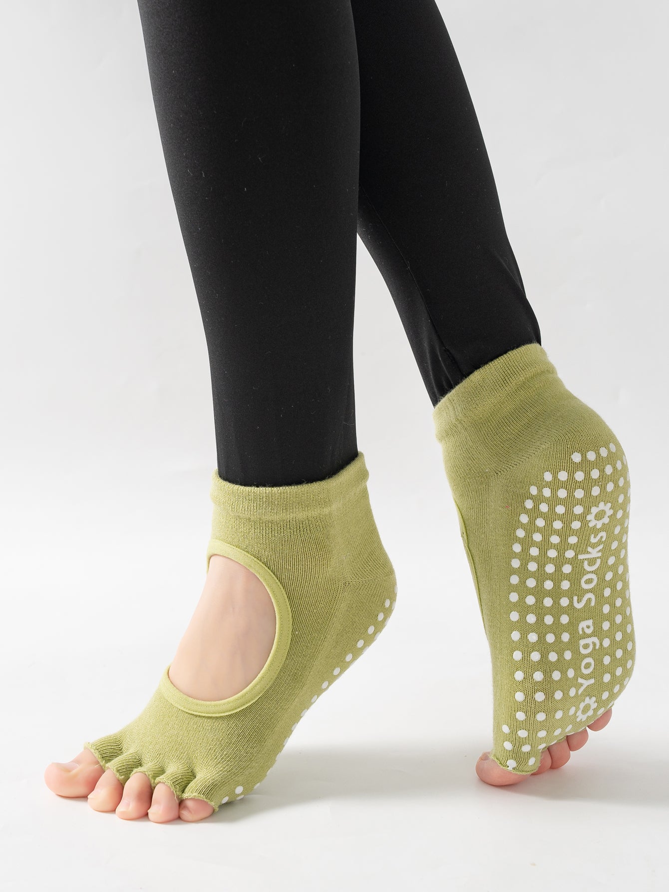 【Yoga Socks】F6绿色-女士半趾瑜伽普拉提运动袜