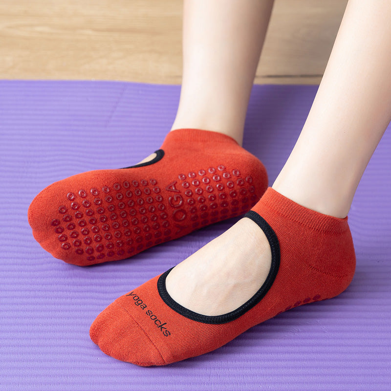 【Yoga Socks】A3中国红-女士毛圈圆头瑜伽普拉提运动袜