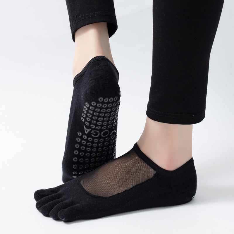 【Yoga Socks】W5黑色-女士网纱五指瑜伽普拉提运动袜
