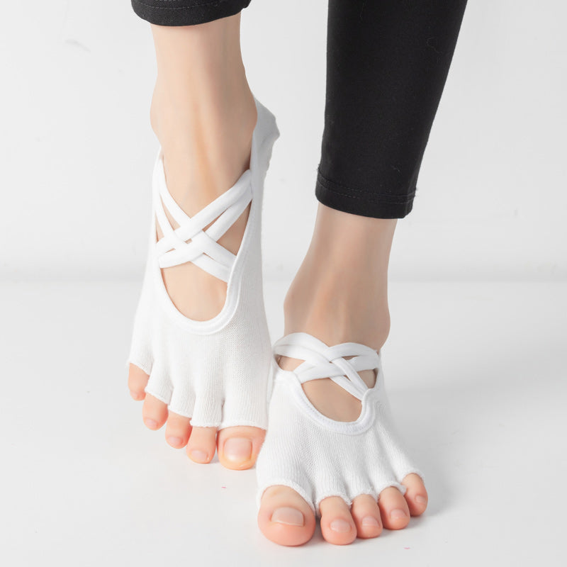 【Yoga Socks】T2白色-女士半趾瑜伽普拉提运动袜