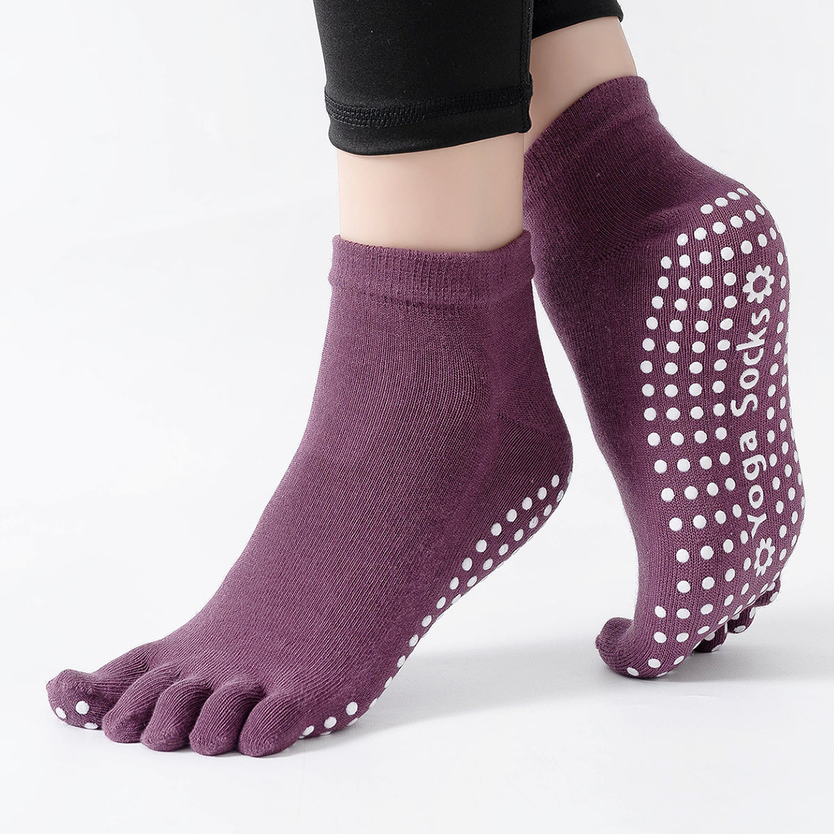 【Yoga Socks】G6紫红-女士五指瑜伽普拉提运动袜