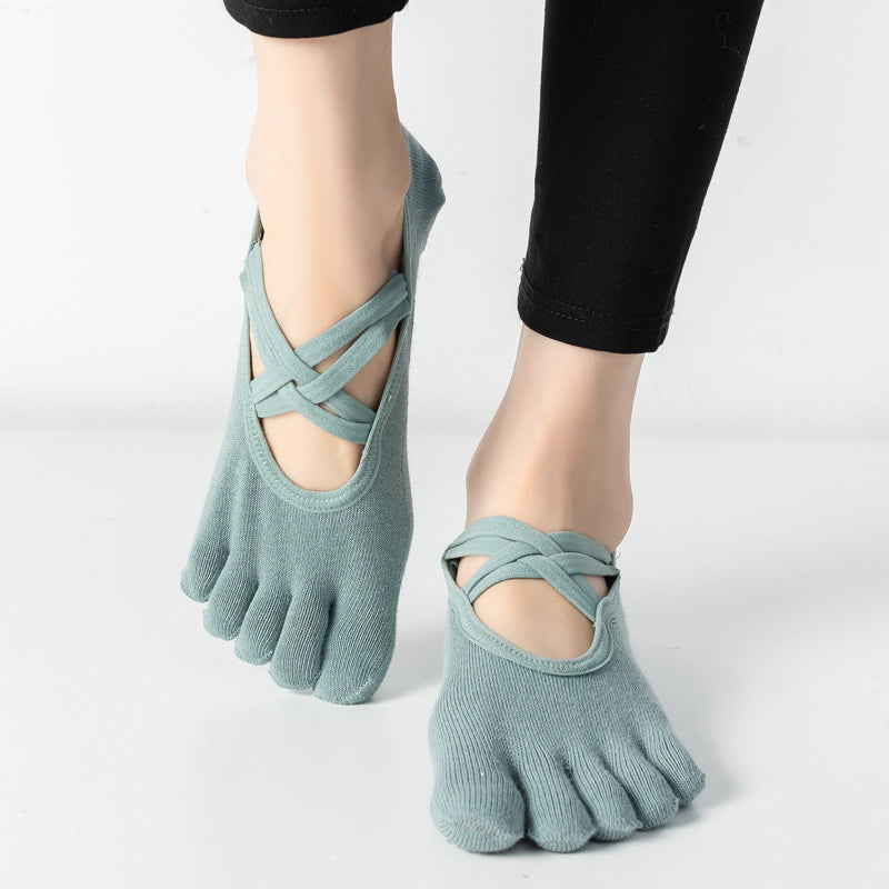 【Yoga Socks】W2孔雀绿-女士五指瑜伽普拉提运动袜