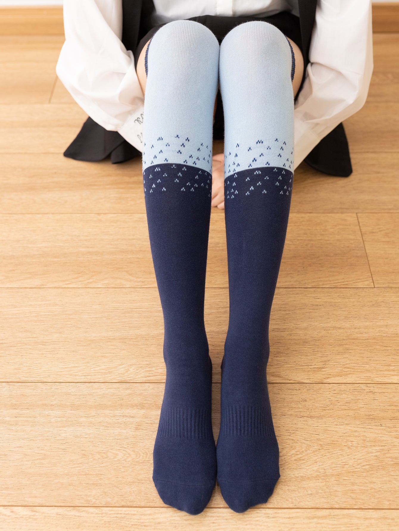【Yoga Socks】Y1青蓝-女士撞色长筒圆头瑜伽普拉提运动袜
