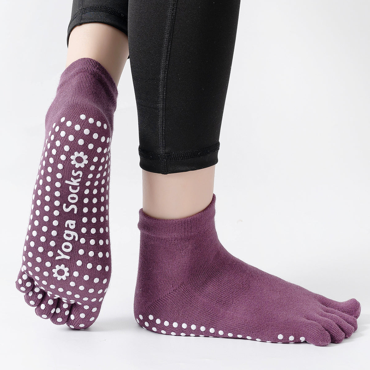 【Yoga Socks】G6紫红-女士五指瑜伽普拉提运动袜