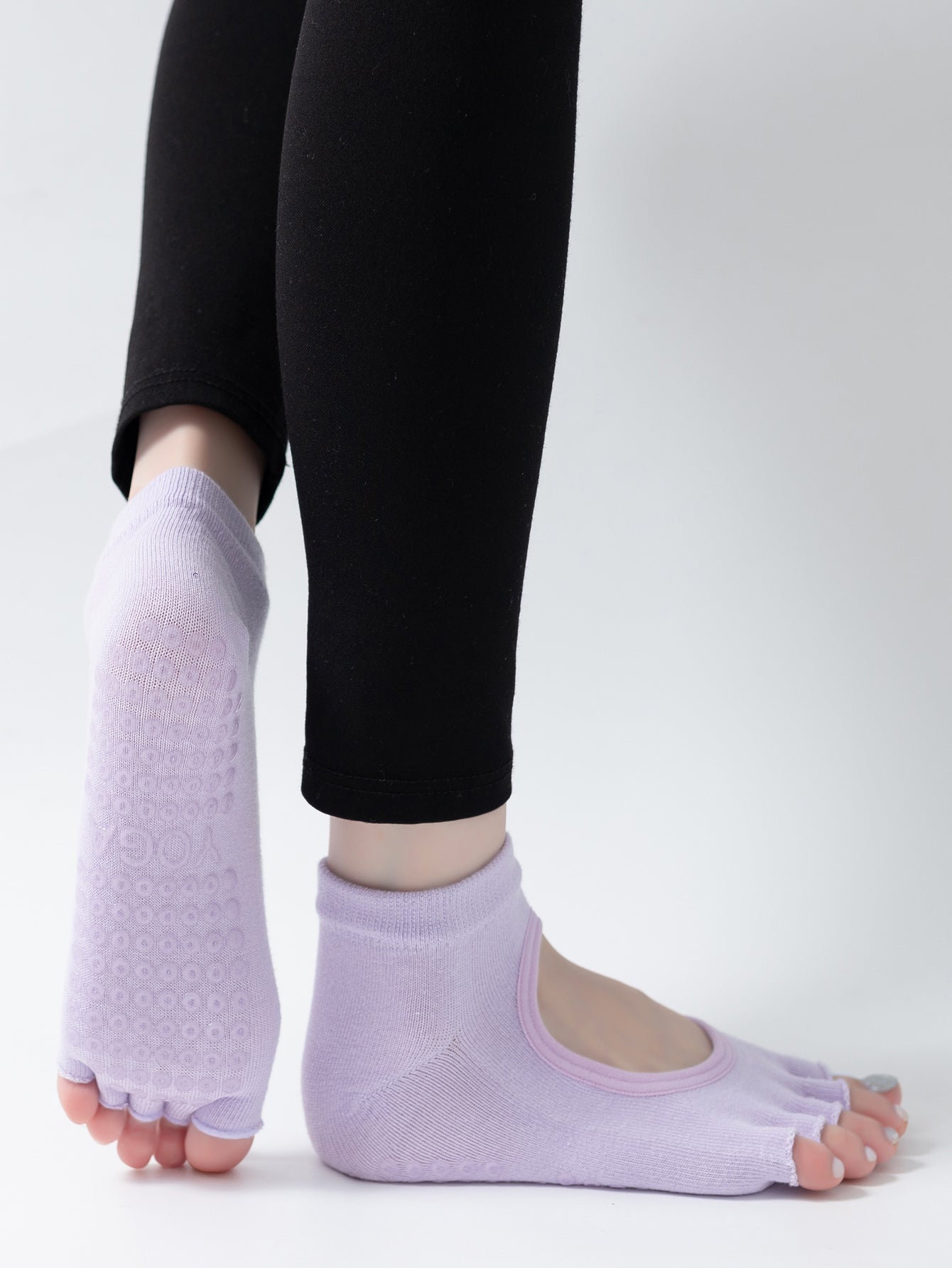 【Yoga Socks】F5浅紫-女士半趾瑜伽普拉提运动袜