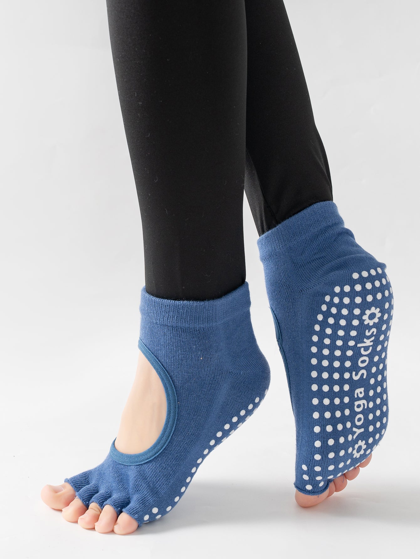 【Yoga Socks】F6深蓝-女士半趾瑜伽普拉提运动袜