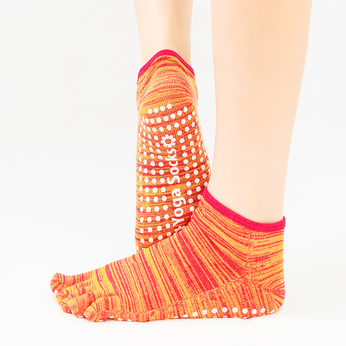 【Yoga Socks】G7玫橙-女士段色五指瑜伽普拉提运动袜