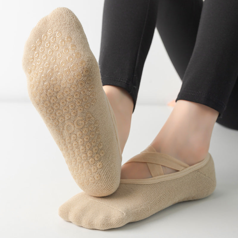 【Yoga Socks】Q2米色-女士毛圈圆头瑜伽普拉提运动袜