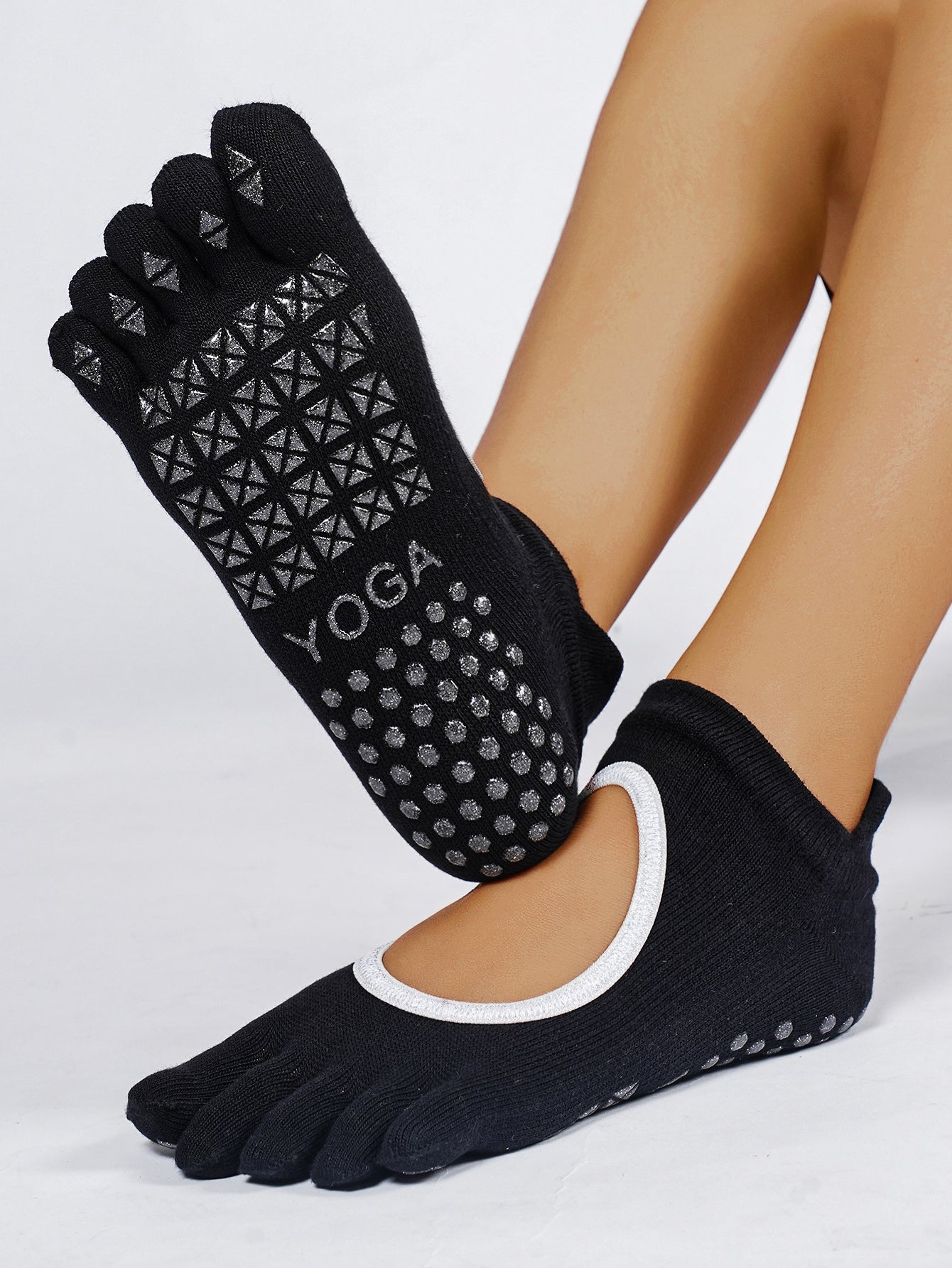 【Yoga Socks】V3黑银-女士五指瑜伽普拉提运动袜