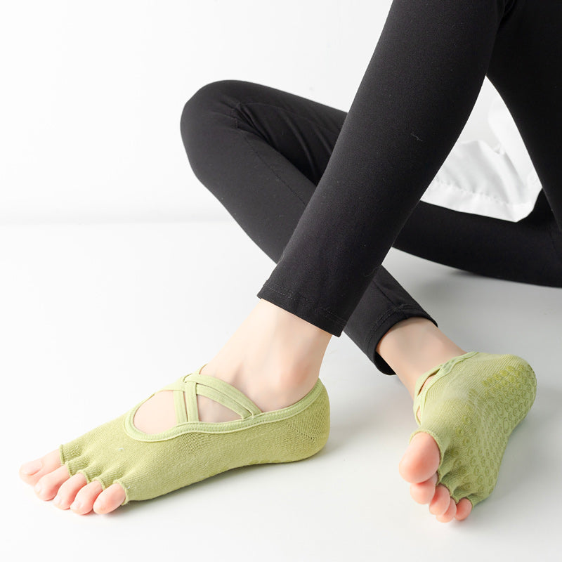 【Yoga Socks】T2绿色-女士半趾瑜伽普拉提运动袜