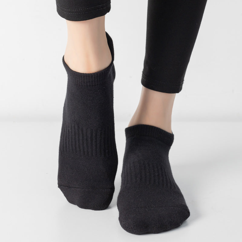 【Yoga Socks】D9黑色-女士毛圈圆头瑜伽普拉提运动袜