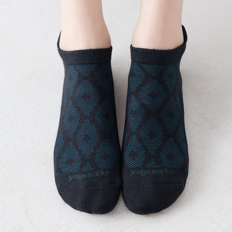 【Yoga Socks】D3黑绿-女士提花香薰毛圈圆头瑜伽普拉提运动袜