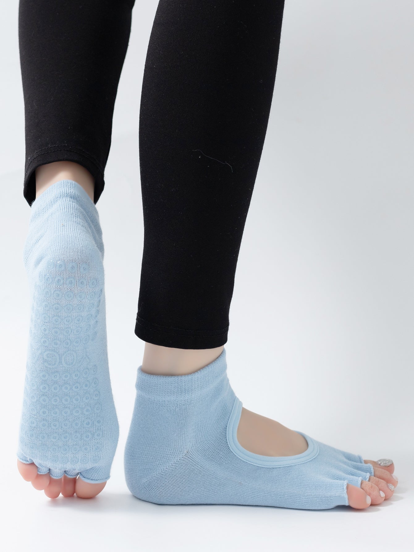 【Yoga Socks】F5浅蓝-女士半趾瑜伽普拉提运动袜